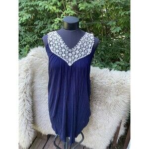 Kenneth Cole Reaction Navy Blue Crochet Racerback Mini Dress Cover-Up Size S